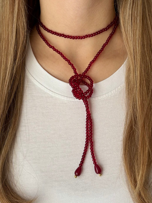 Snake Red con goccia in Giada Rubino