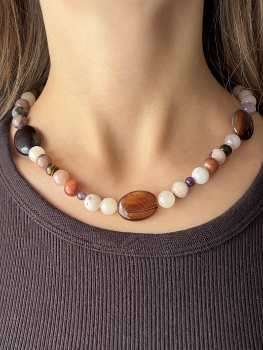 Collana girocollo in pietre naturali Agata e Ametista