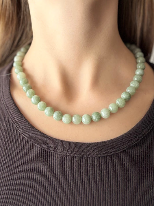 Collana girocollo in pietre naturali - Giada Verde Salvia