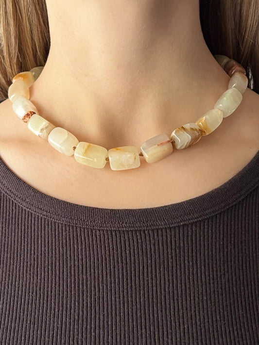 Collana girocollo in pietre naturali -  Agata naturale