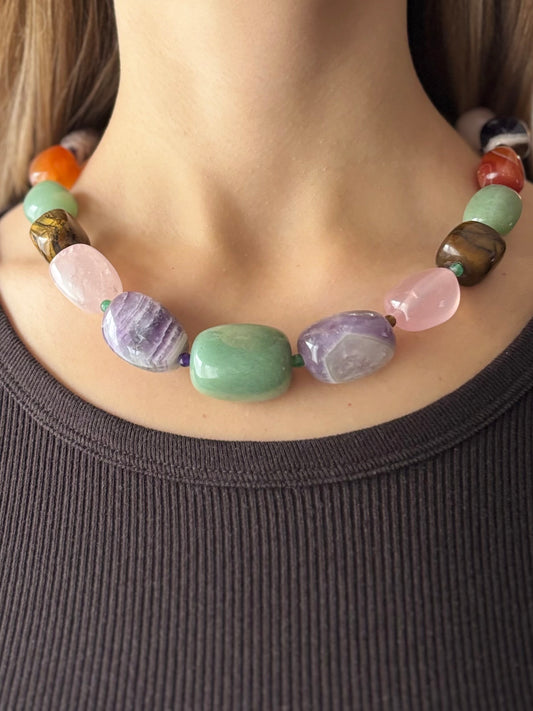 Collana girocollo in pietre naturali - Agata multicolore