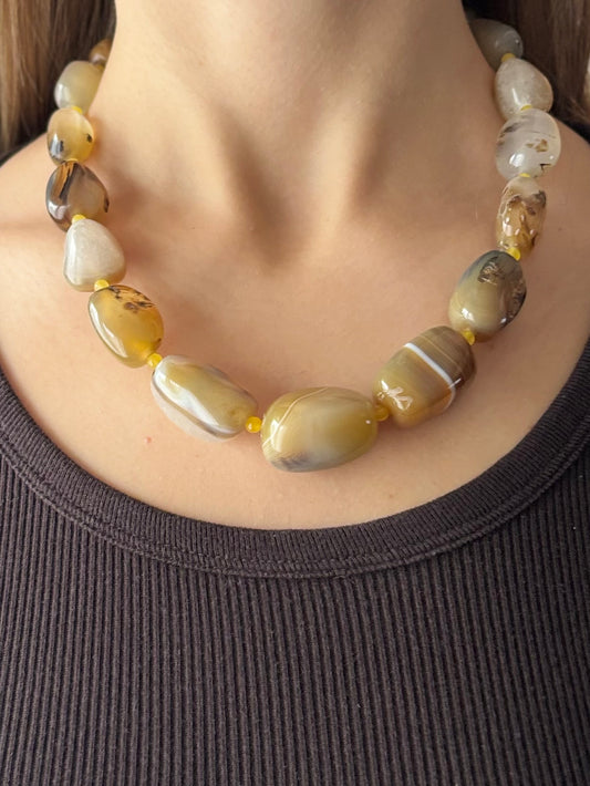 Collana girocollo in pietre naturali - Agata muschiata