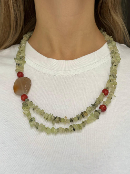 Collana doppio filo Avventurina verde trasparente